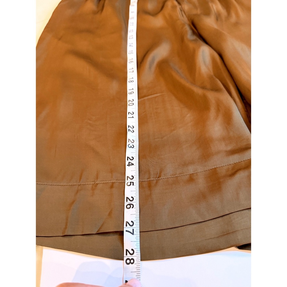 Anthropologie Moss Brown Satin Wide Leg Cropped Pants XL Paperbag Waist NEW - Picture 5 of 8